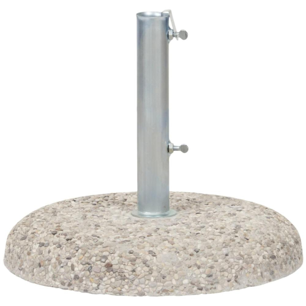 Parasolfod i beton med smsten og rustfrit stlrr