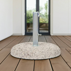 Parasolfod i Beton med Sm�sten og Rustfrit St�lr�r