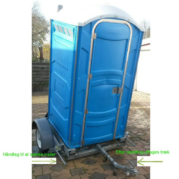 lighed bryder daggry uærlig Toiletvogn med håndvask på trailer afhent selv