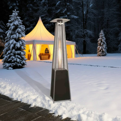Terrassevarmer Lux Plus med Flamme 220 cm. Rustfri - 13 kW